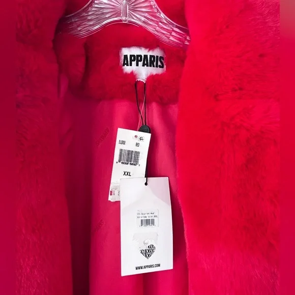 Apparis SCARLETT RED FAUX FUR coat. SIZE XXL. NEW WITH TAGS. Perfect condition. - Picture 3 of 3